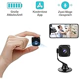 KEAN Mini Kamera WiFi HD Akku Kleine Wlan Überwachungskamera mit Aufzeichnung Zwei-Wege-Gespräch Innen Handy Mikro IP Kamera Bewegungserkennung und Speicher Micro Camera Infrarot Nachtsicht für Indoor