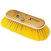 Shurhold Classic Deck Brush &ndash; Boat Cleaning Brush with Wood Block, Rubber Bumper &amp; Durable Bristle Design