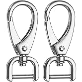HARFINGTON 2pcs Detachable Snap Hook Swivel Clasp 3/8" (13mm) Zinc Alloy D-Rings Lobster Claw Clasp with Screw Bar for Keychain Lanyard Purse Hardware DIY Craft, White