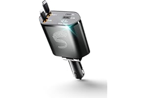 SOZUN Retractable Car Charger USB C Fast Charging 120W, Car Accessories Cigarette Lighter Adapter Car Charger iPhone16 15 14 13 12 11 Car Essentials Gift for Travelers, Men, Women
