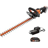 Worx WG261 20V (2.0Ah) Power Share 20-inch Cordless Hedge Trimmer, Battery and Charger Included, Black and Orange
