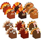 Colodeol 12 Pcs Thanksgiving Gift Boxes, DIY Turkey Sweet Treat Boxes Thankful 3D Turkey Goodies Box Candy Box Sugar Chocolate Gift Boxes for Thanksgiving Party Decoration Supplies Table Centerpiece