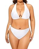 Tempt Me Women White Plus Size Triangle Bikini