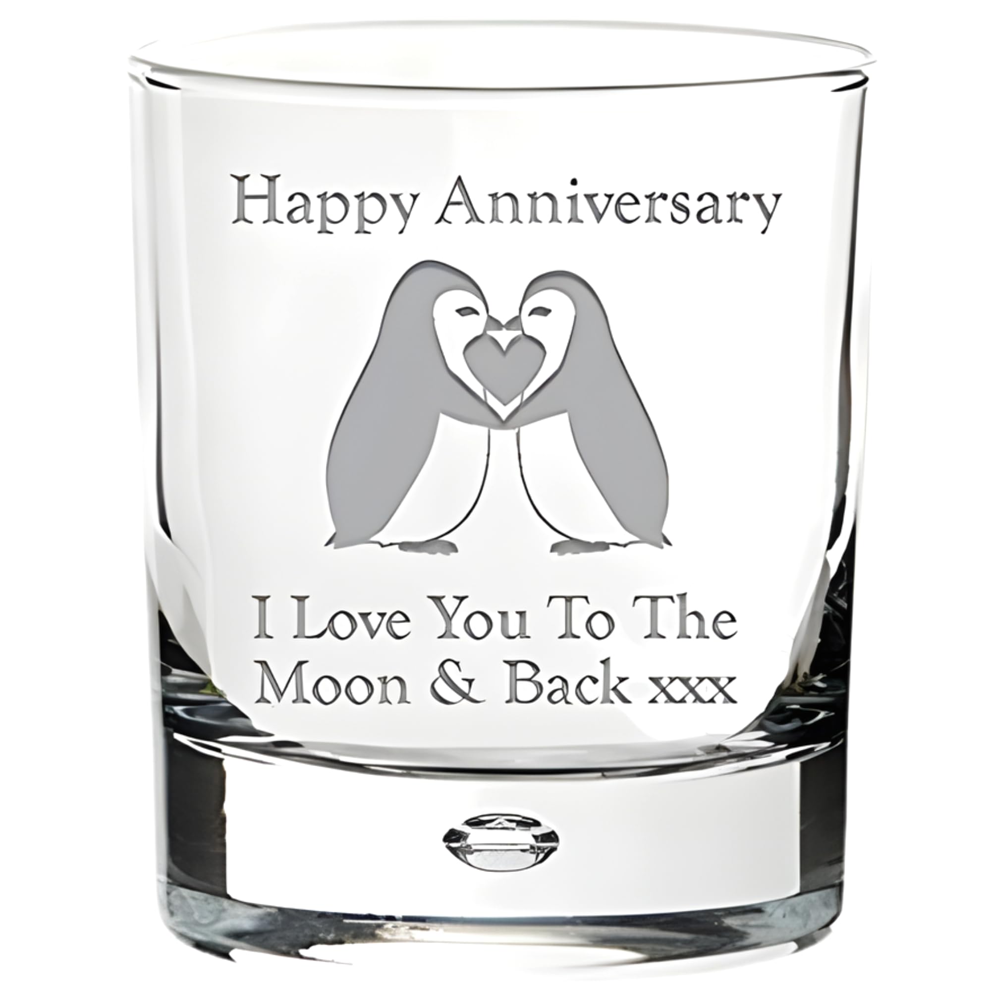 Chris Bag Of Goodies Happy Anniversary I Love You to The Moon and Back Engraved Bubble Base Tumbler Glass Gift Wedding Anniversary for My Wife Husband Present Her Him