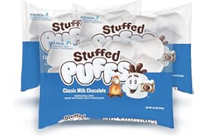 Stuffed Puffs - Classic Milk Chocolate 3 Pack, Chocolate Filled Marshmallows Made with Real Chocolate, Perfect for S'mores, 3 Bags (8.6oz each)