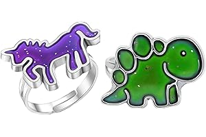 Acchen Mood Ring Heart Shaped Changing Color Emotion Feeling Finger Ring 2 Pcs with Box