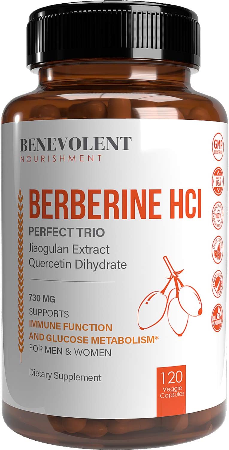 Amazon Com Premium Berberine Hcl 730mg 120 Vcaps Perfect Trio Complex With Non Gmo Jiaogulan Quercetin Support Blood Sugar Health Glucose Metabolism Immune Cardiovascular Gastrointestinal Function Health Personal Care