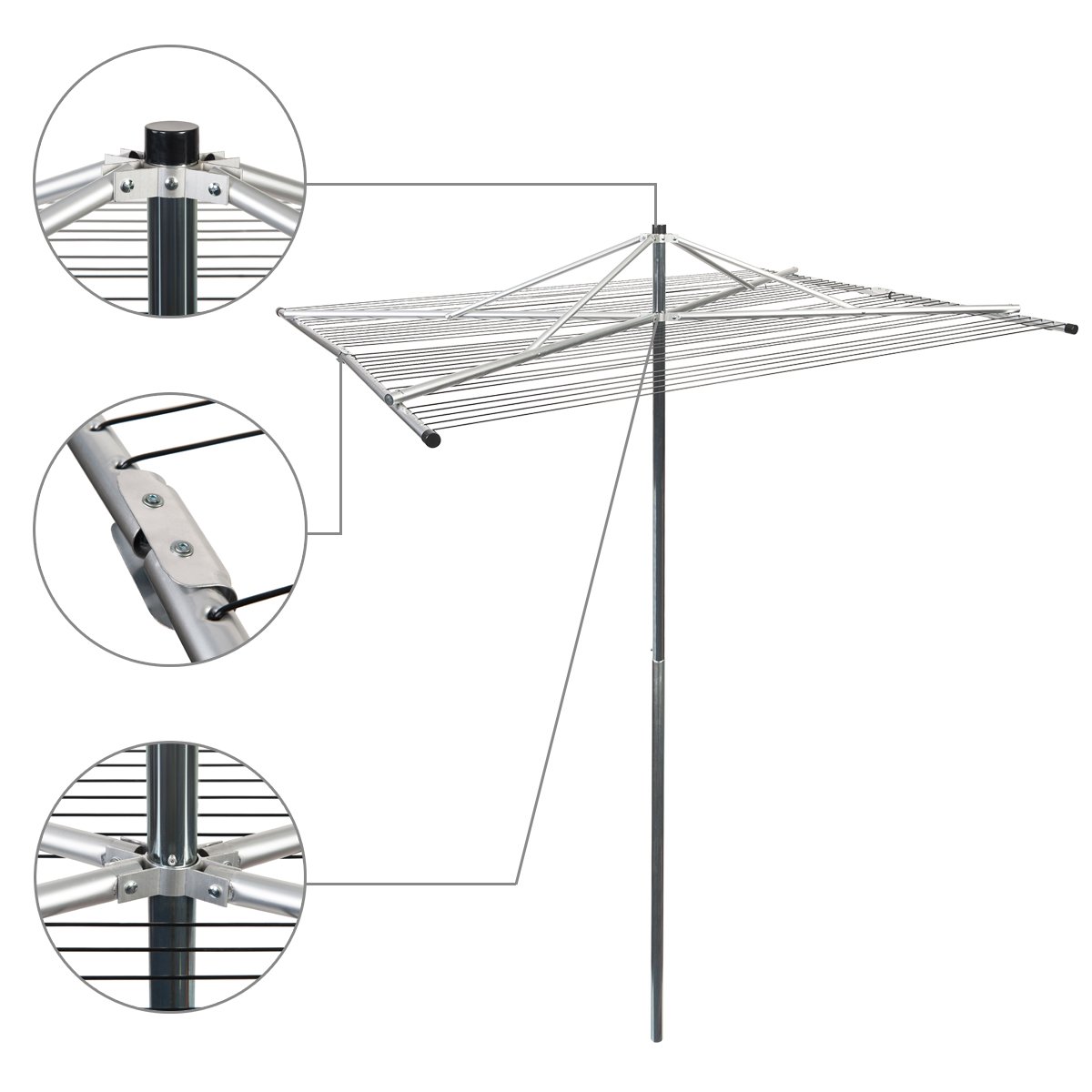 Drynatural Outdoor Umbrella Clothesline Large Collapsible 4arm