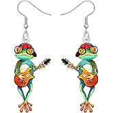 BONSNY Acrylic Green Sweet Frog Earrings Drop Dangle Novelty Jewelry For Women Charms Gifts