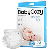 Newborn Baby Diapers Size 2(12-18lb) 74 Count Babycozy Bouncy Soft Diapers Hypoallergenic, Dry Disposable Diapers with Softer Touch 0.8D Diaper &10 Micron Velvet Fiber to Protect Sensitive Infant Skin