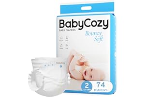 Newborn Baby Diapers Size 2(12-18lb) 74 Count Babycozy Bouncy Soft Diapers Hypoallergenic, Dry Disposable Diapers with Softer Touch 0.8D Diaper &10 Micron Velvet Fiber to Protect Sensitive Infant Skin