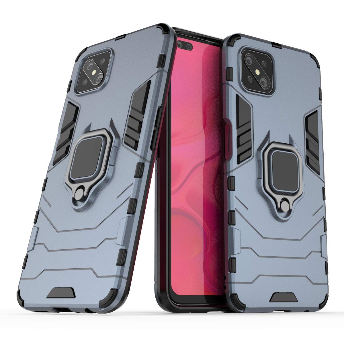 MRSTER Case for Oppo Reno 4 Z 5G, Double Layer Reinforced Defense Shockproof Armour Case Cover with 360 Rotation Ring Stand for Oppo Reno4 Z 5G. HB Blue — image 1