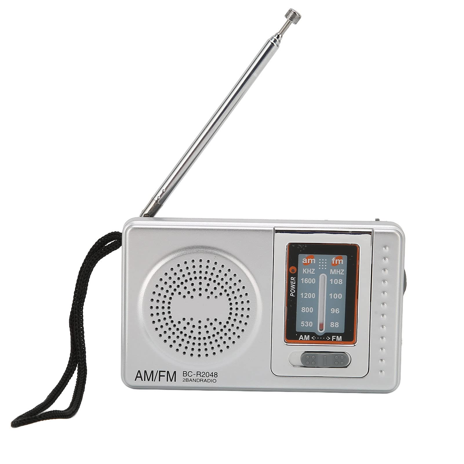 Annadue Portable Radio, AM FM Pocket Radio Built in Speaker, Mini Radio, Silver Grey.