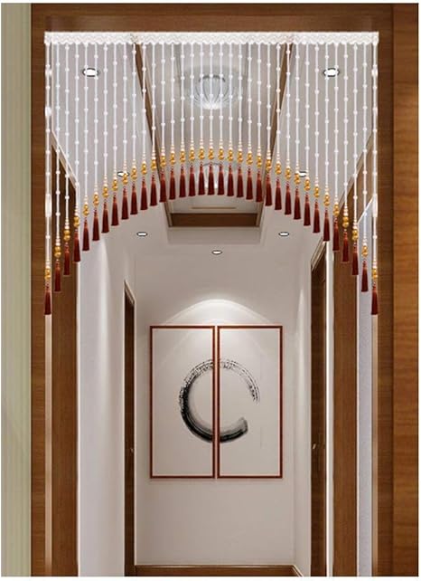 Amazon クリスタルビーズカーテン 装飾的なドアストリングカーテンビーズ壁パネルフリンジ窓結婚式のコーヒーの寝室のレストランの仕切り 色 茶色 サイズ 幅240 Cm のれん オンライン通販