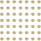 INSPIRELLE 100pcs Heishi Beads 5mm Long-Lasting Disc Brass Rondelle Spacer Beads Pale Gold Plated Flat Round Shape Jewelry Metal Spacers for Bracelet Necklace Jewelry Making