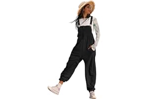 YESNO Women's Casual Corduroy Overalls Sleeveless Adjustable Straps Loose Harem Bib Jumpsuits for Women with Pockets PCL