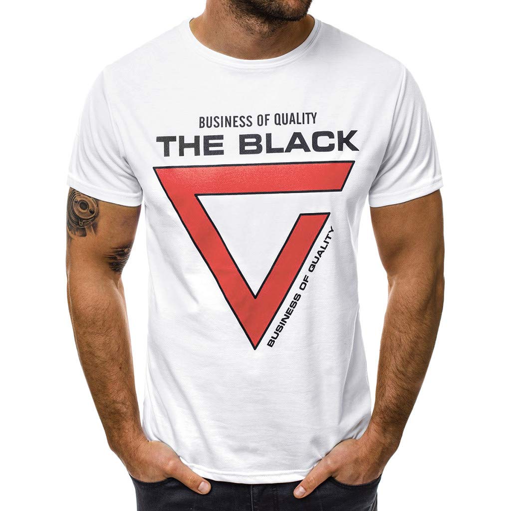 Cool Mens TShirts Letter Print Casual Short Sleeve Regularfit Summer Funny Tees Tops Shirts