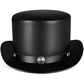 HappyERA Punk Leather Top Hat for Men and Women Halloween Costume Magician Hat Cowboy Hat