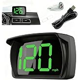 AurLunUs Speedometer HUD for Cars Trucks Motorcycles, Digital MPH Speed Meter Head Up Display with Shading Plate Car Charger Adapter, USB Plug &amp; Play