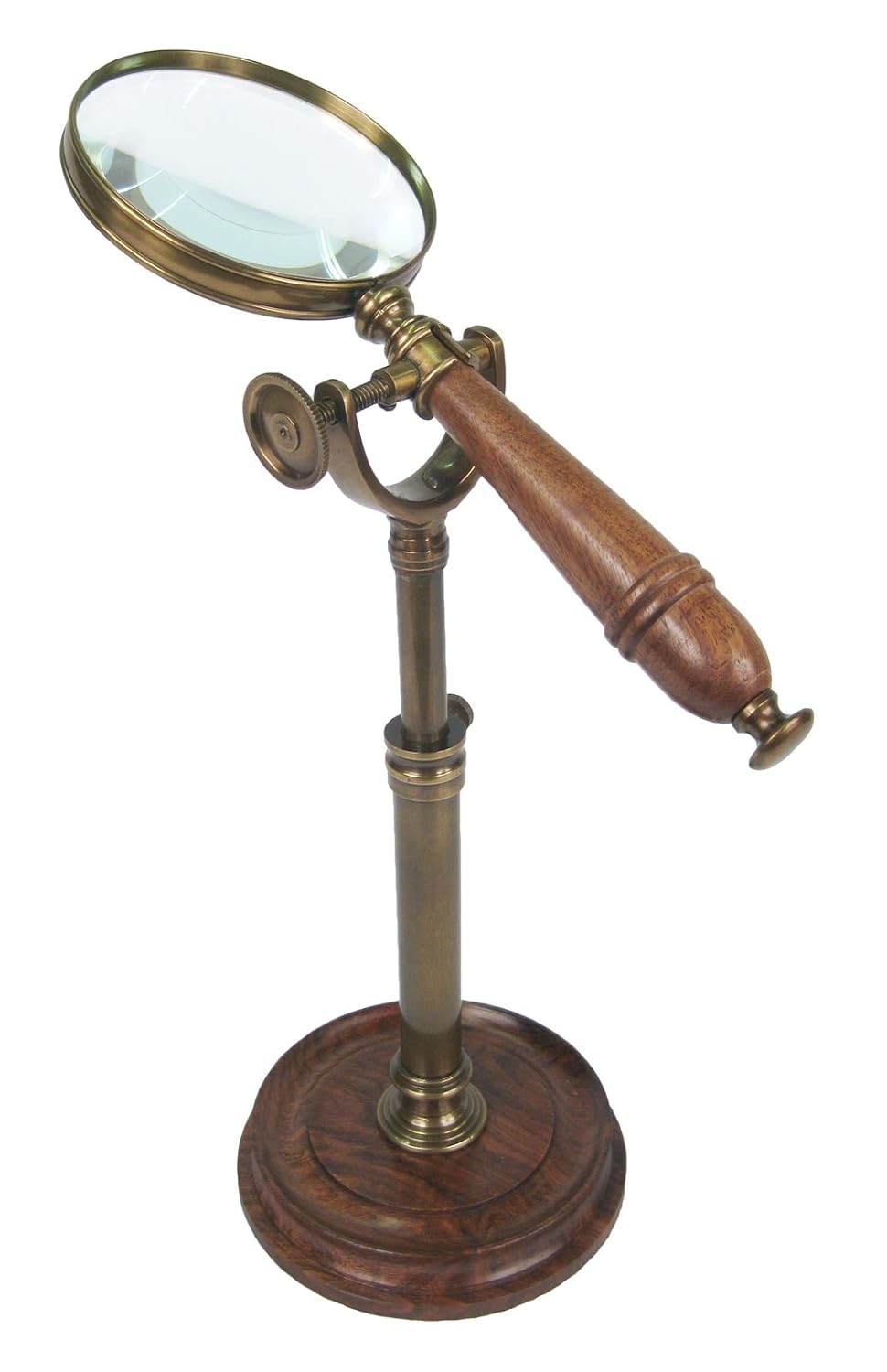 Magnifying Glass On Stand 28cm Sheesham Wood/Brass Desktop Office