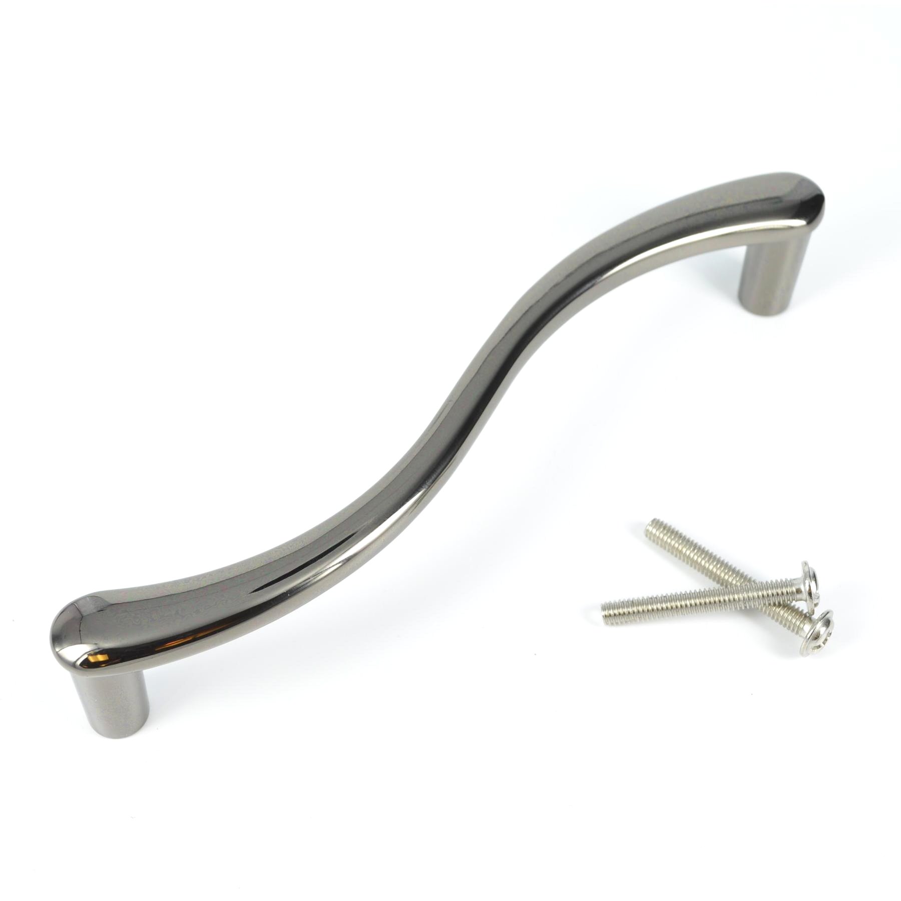 Merriway BH06168 (4 Pcs) Cupboard Cabinet Handle Pull S-Style, 128mm Black Nickel - Pack of 4 Pieces