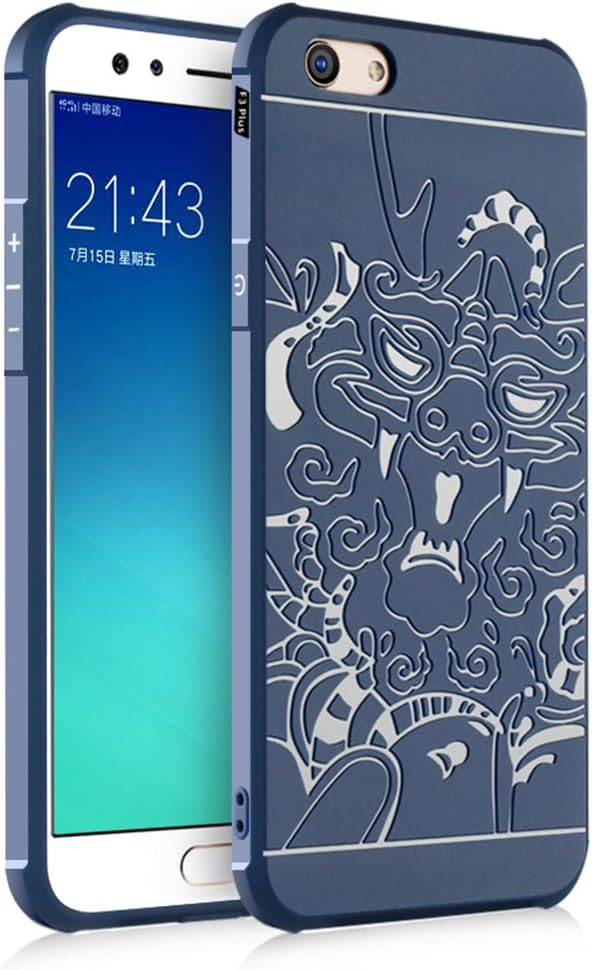 HENGHUA Case for Oppo F3 Plus, Soft TPU Anti-Fingerprint Light Thin Anti-Slip Pattern Shock Absorption Business Fashion Smartphone Case for Oppo F3 Plus 6.0" (Blue)