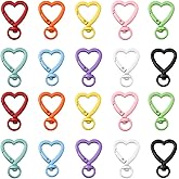 SUNNYCLUE 1 Box 20Pcs 10 Colors Heart Shaped Keychain Hook Heart Spring Clasp Bulk Metal Alloy Spring Swivel Clasps Rings Snap Buckle Cute Keychain Findings for Key Ring Clip DIY Crafts Jewelry Making