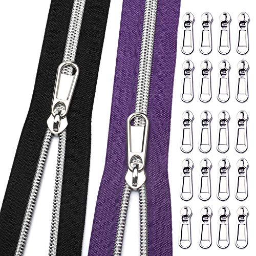 VOC Zippers 5Continuous Zipper by The Yard,Silver Nylon CoilSewing