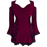 Dare to Wear Temptation Corset Top: Victorian Gothic Women's Cold Shoulder Bell Sleeve Lace Casual Cosplay Festival Tunic