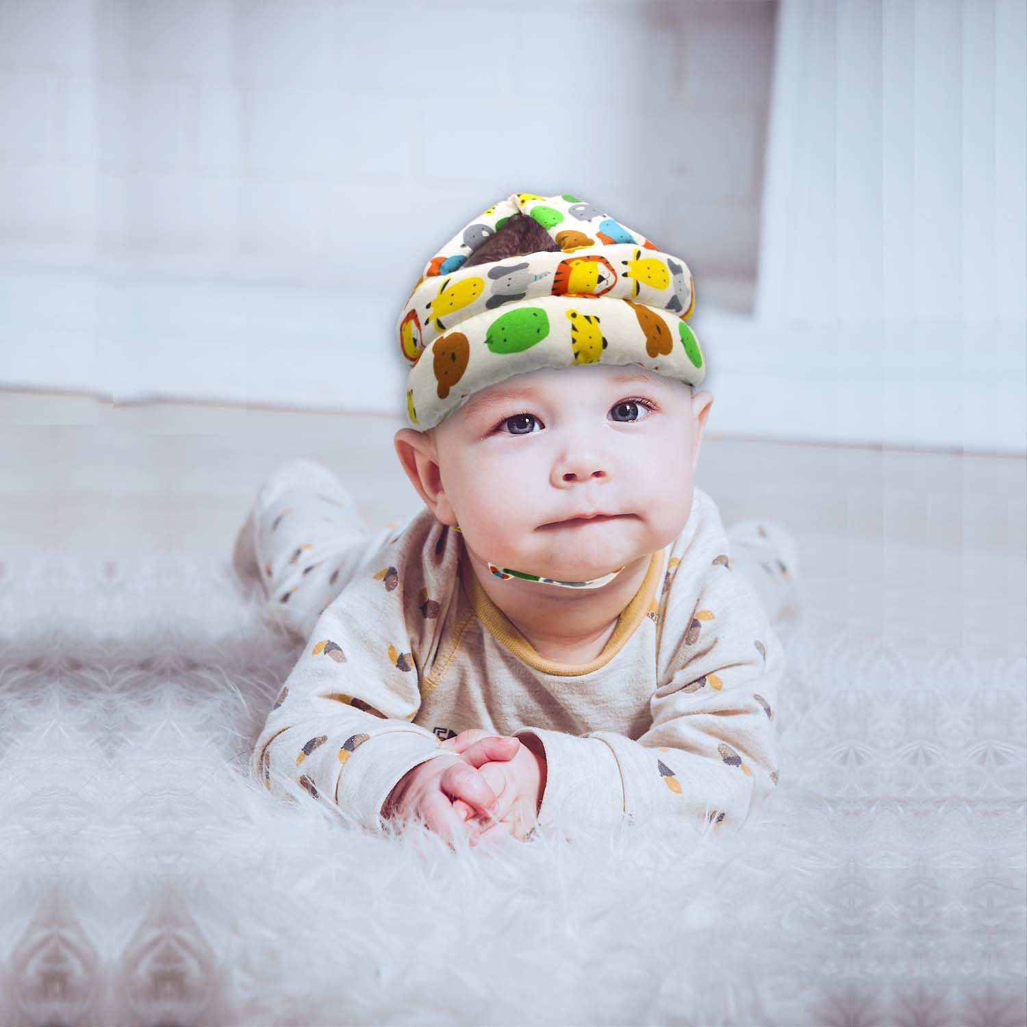 Baby Head Protector Baby Helmet for Crawling Walking, No Bumps Safety Head Adjustable Protective Cap for Walking, Playing (Animals)