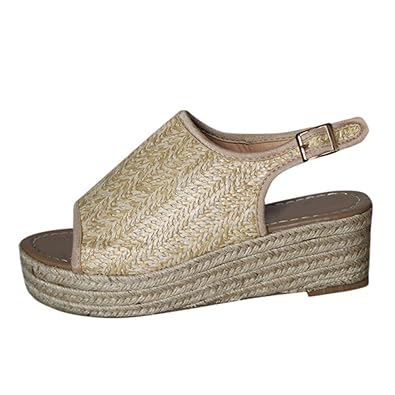 TIFIY Sandalen Damen, Espadrilles Open Toe Knöchelriemen Strandschuhe Casual römische Schuhe