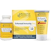 Researched Nutritionals Liposomal Glutathione (450mg) + Colostrum & Mushrooms Supplement for Immunity - Enhanced Immunity Duo - Tri-Fortify Watermelon + Transfer Factor Multi-Immune (2 Piece Set)