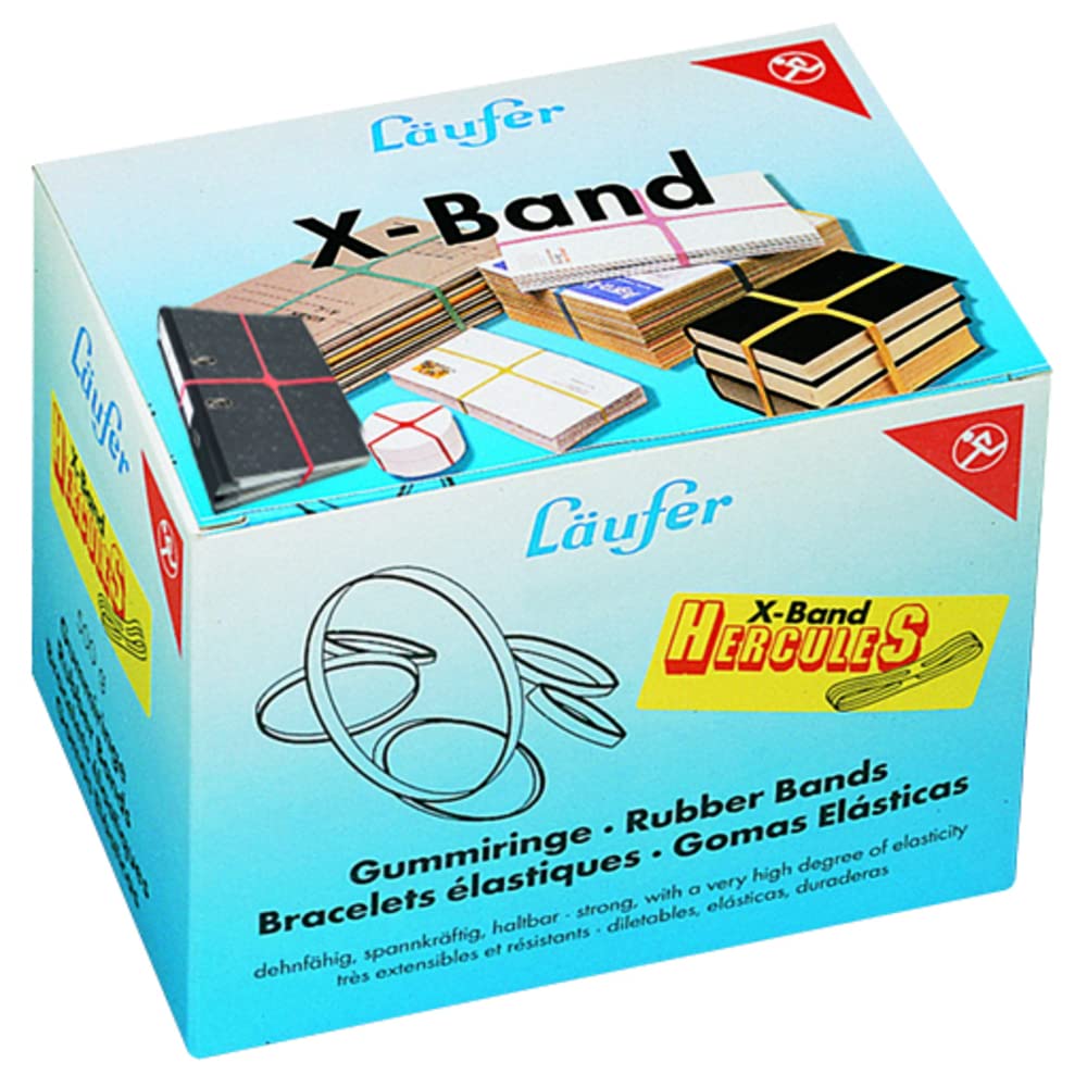 Läufer 59078 Rondella X-Band Hercules, Extra Large Cross Bands, Rubber Bands 250 x 25 mm, Diameter 160 mm, 500 g Box, Assorted Colours