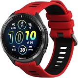kwmobile Silicone Watch Strap for Garmin Forerunner 965 955 945 745 Red Black view 8