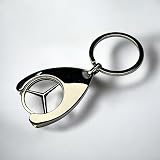 Mercedes-Benz Keyring with Shopping Trolley Token Chrome Plated 75mm view 2