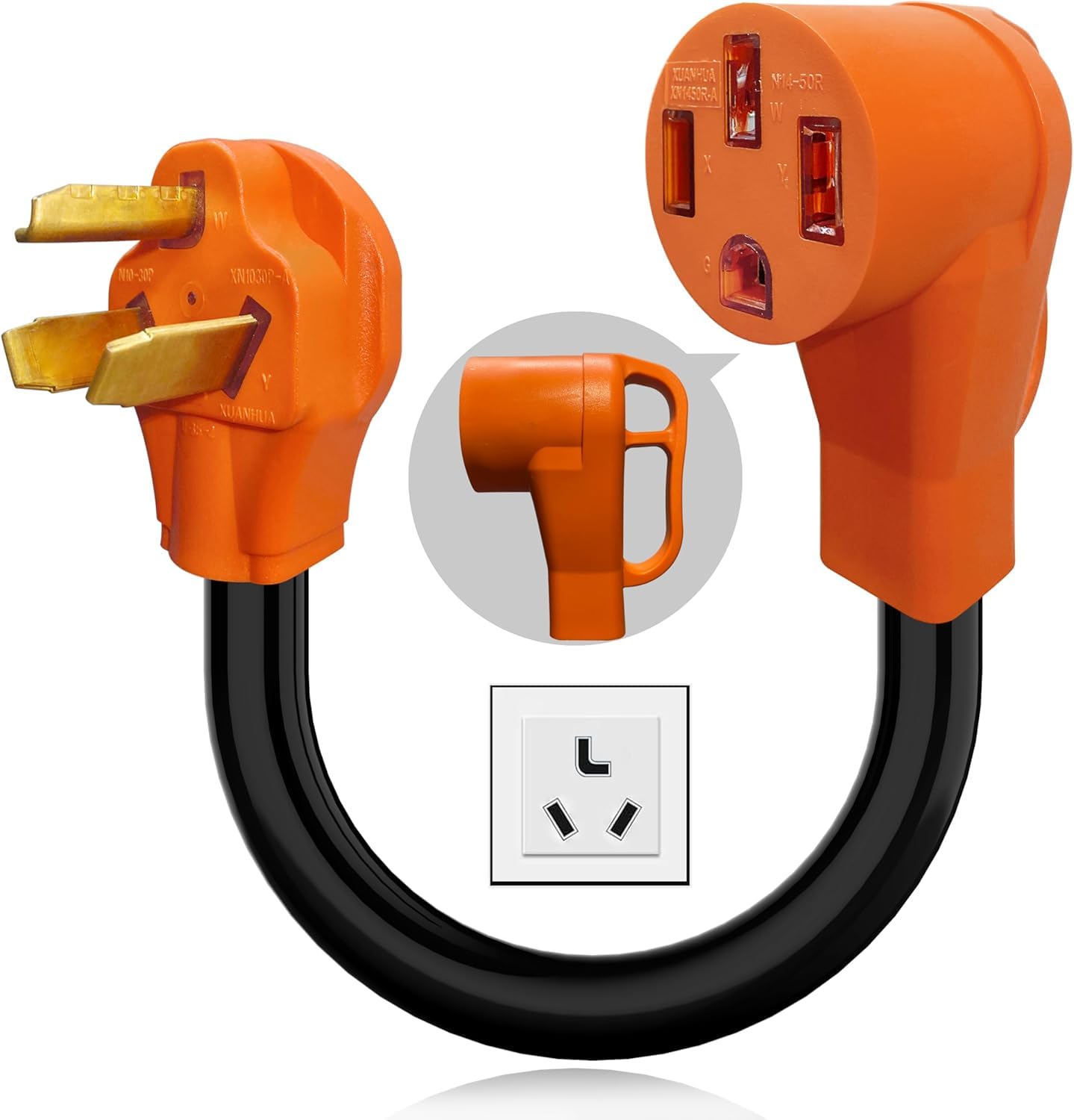 Photo 1 of NEMA 10-30P to 14-50R EV Charger Adapter Cord 30 Amp 3 Prong Dryer to 50 Amp 4 Prong EV Conversion Adapter Only Compatible with Tesla and Level 2 Charging ETL & UL Listed