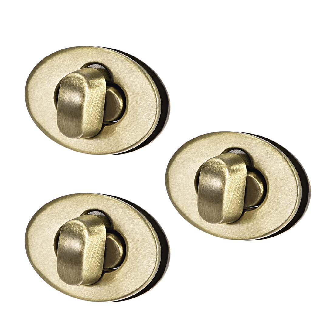 sourcing map 3 Sets Oval Purses Twist Lock 23mm X 17mm Clutches Closures for DIY Bag Making - Brussed Brass