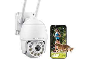 Outdoor Security Camera Wired 360, WiFi Camera Surveillance Exterieur for Home Security, Color Night Vision, 2-Way Audio,Pan 