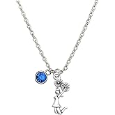 Personalized Cheer Necklace with Cheerleader Pendant & Birthstone – Stainless Steel Non-Tarnish Chain, Custom Cheer Jewelry Gift for Teams, Coaches, or Friends