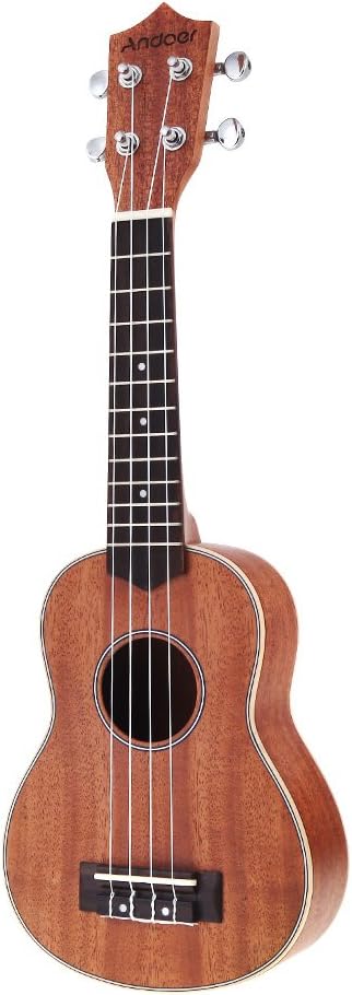 AndoerCompact Ukelele Hawaiian Mahogany Aquila Rosewood Fretboard Bridge Soprano 4 Stringed Instrument 21 inch