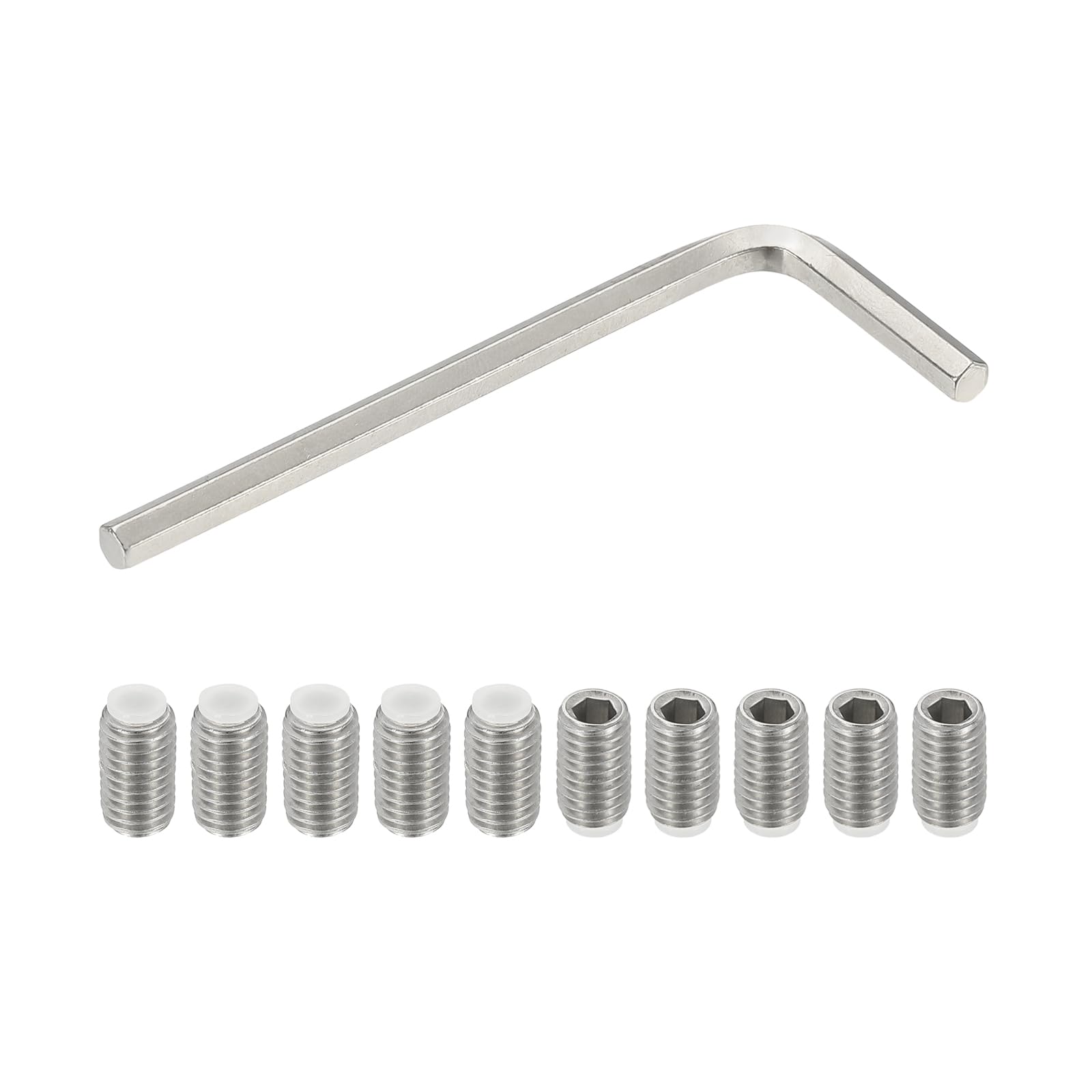 PATIKIL M8x14mm NyLon Tip Grub Screw, 10pcs 304 StainLess SteeL Metric Hex Socket Head Cup Point BoLt Anti SLip InternaL Hex Drive Hardware with l Key Wrench — image 1