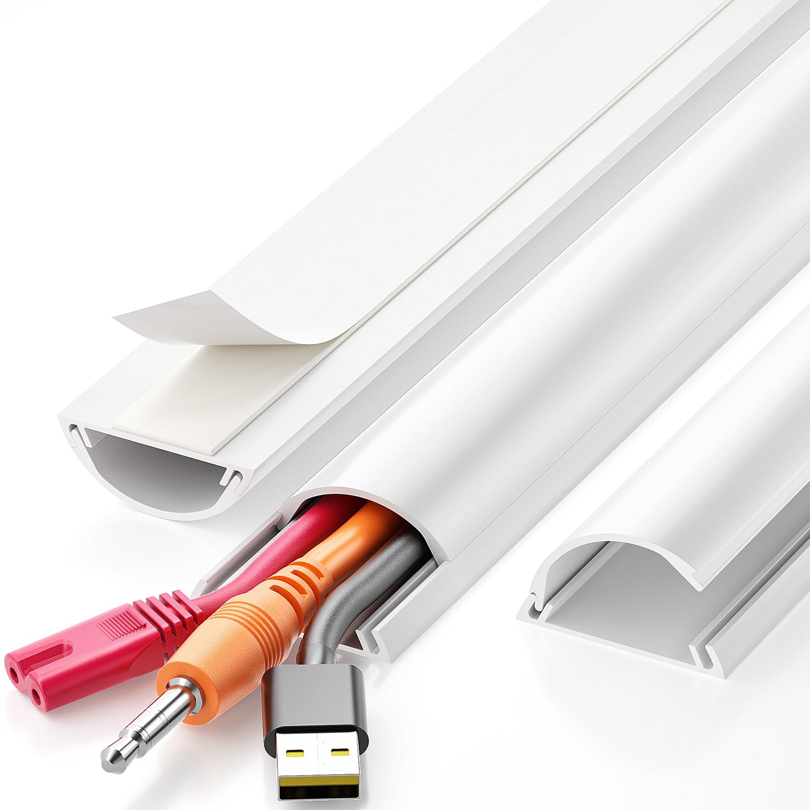 Photo 1 of Delamu Cord Hider 42.5" (3X14.2), Cable Hider for 2-3 Wire Cover, Cord Covers for Wires on Wall, Wire Hider for Cords, Cable Raceway, 1.57" W X 0.59" H, White