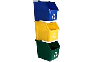 3 Pack Stackable Multi Recycler with Handle - Blue | Yellow | Green
