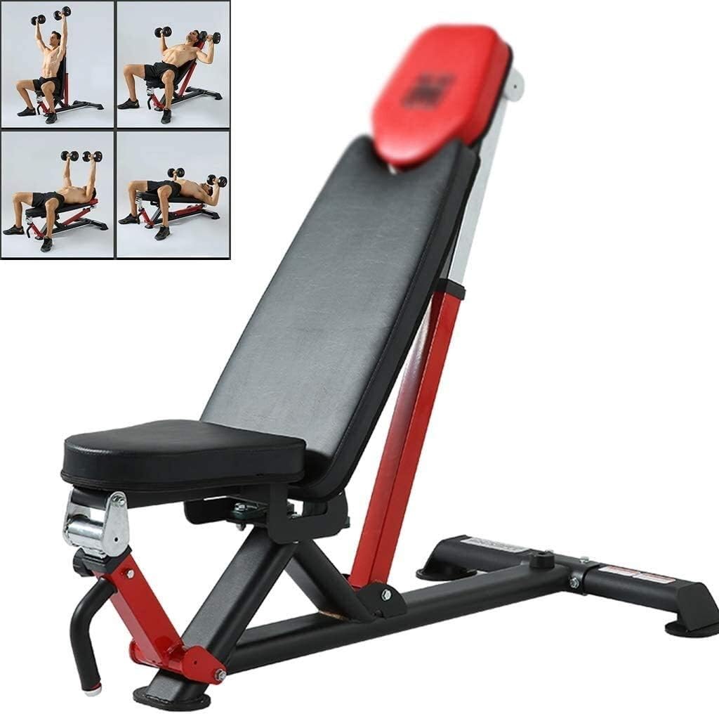 YZPTYD Foldable Weight Bench Adjustable 90°Flat Weight Bench Gym Weightlifting Chairs Home Exercise Chairs Professional Fitness Equipment Load-Bearing 600kg,Colour:Black