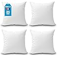 Foamily Throw Pillow Insert 18 x 18 inch (Set of 4) Hypoallergenic 100% Virgin Fiber Made in USA Bed, Sofa, Couch Decorative Indoor Pillows