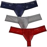 JAXFSTK Men's Breath Hole Thong Boxer Bulge Pouch Bikini G-String Underwear T-Back Male Micro T-Back Guys Thongs
