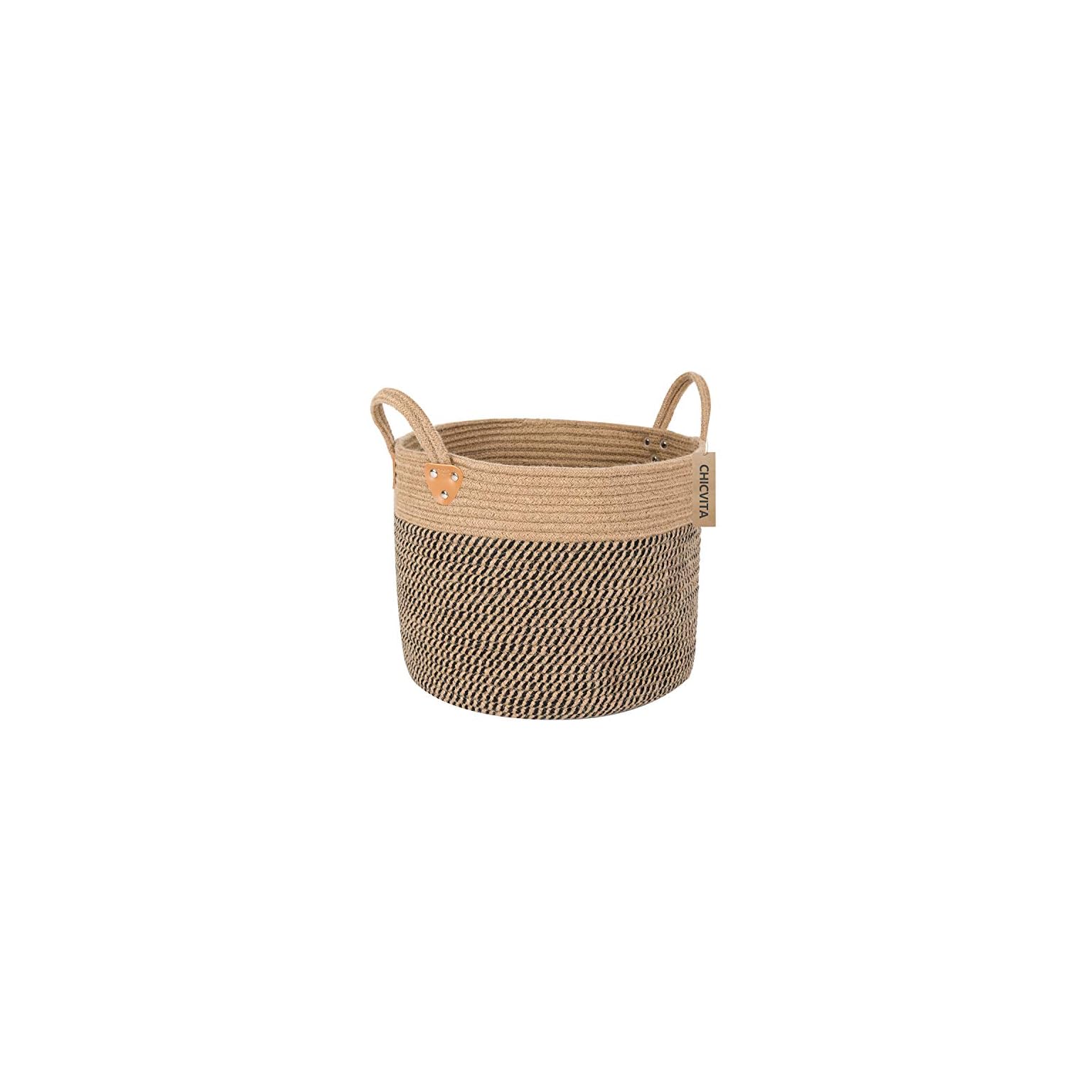 CHICVITA Large Jute Basket Woven Storage Basket with Handles Natural
