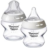 Tommee Tippee Newborn Baby Bottles, Triangular Nipples, 0m+, 5oz | Pack of 2, Extra Slow Flow Triangular Nipples