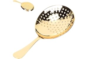 Julep Strainer, Stainless Steel Cocktail Strainer Bar Strainer Cocktail Strainer Spoon Drink Strainer with Handle for Home or