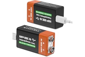 TAYUZH 2Pack 9V Rechargeable Battery 3800mWh 9 V High Capacity Lithium Batteries for Smoke Detectors, Microphone, Alarms, Toys, Torches, Medical Devices etc